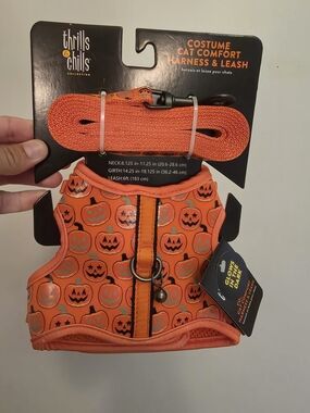 Thrills Orange Pumpkin Costume Cat Harness & Leash Set